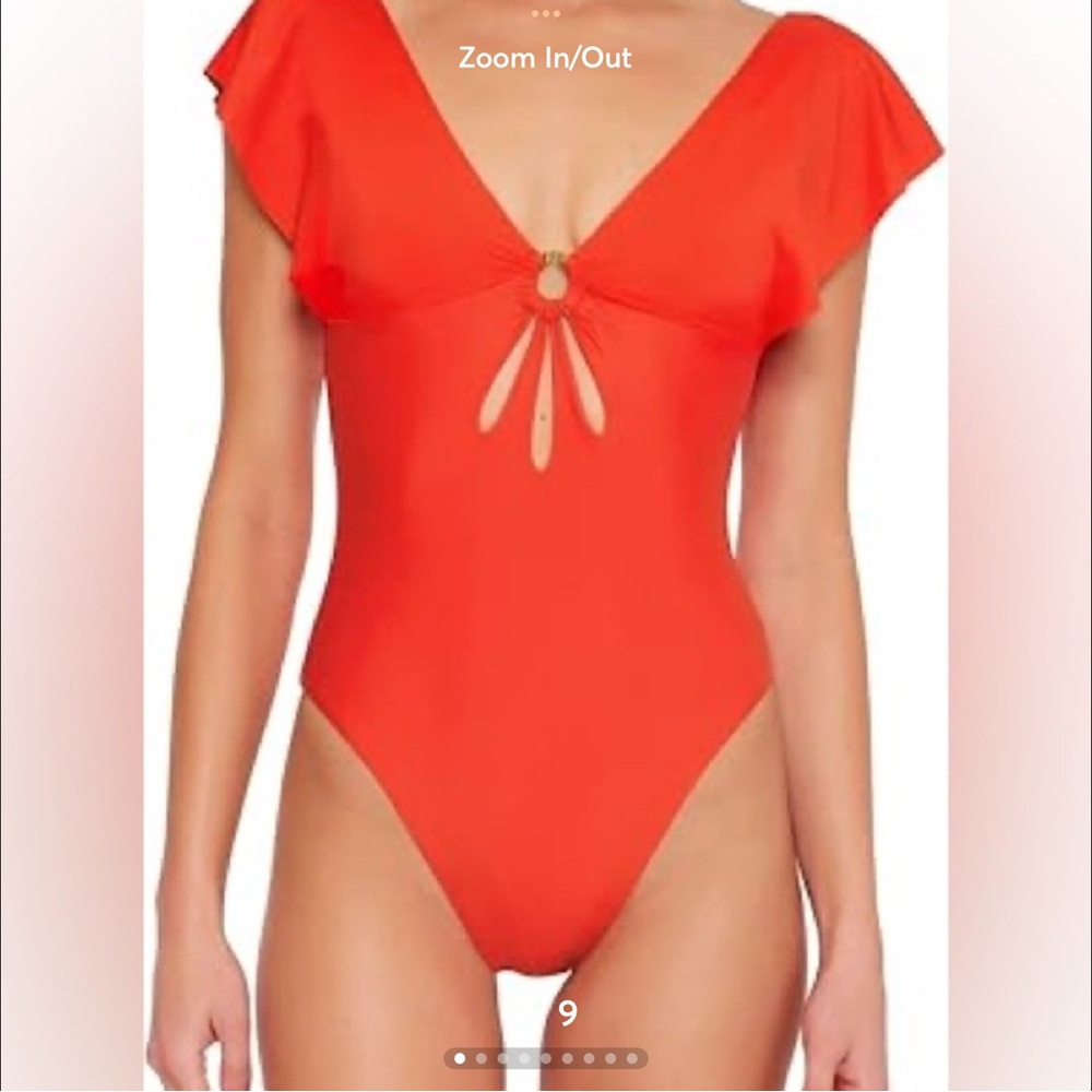 Trina Turk Red One Piece Swimsuit with Cutout Detail and High-Cut Legs